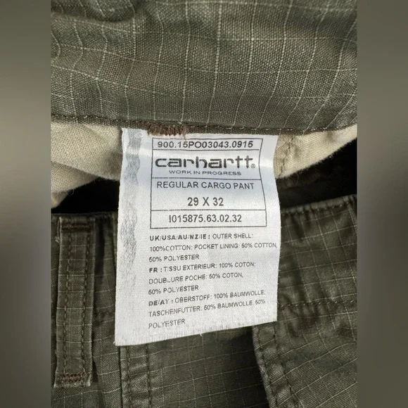 Carhartt WIP Regular Cargo Pants Cotton Ripstop Cypress Rinsed Green Size 29x32 - Picture 11 of 15